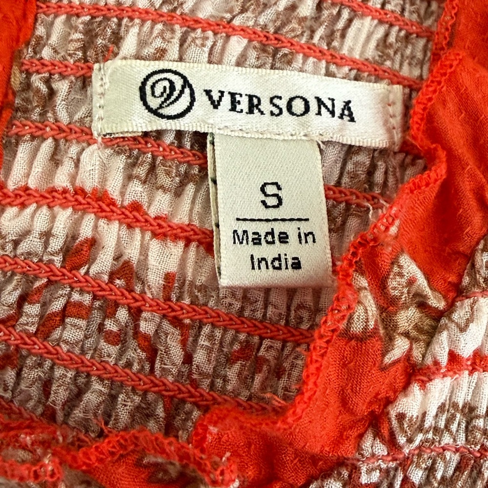 Versona Smocked Modal Floral Full Length Tiered Maxi Dress Orange Women’s Small - Picture 7 of 9
